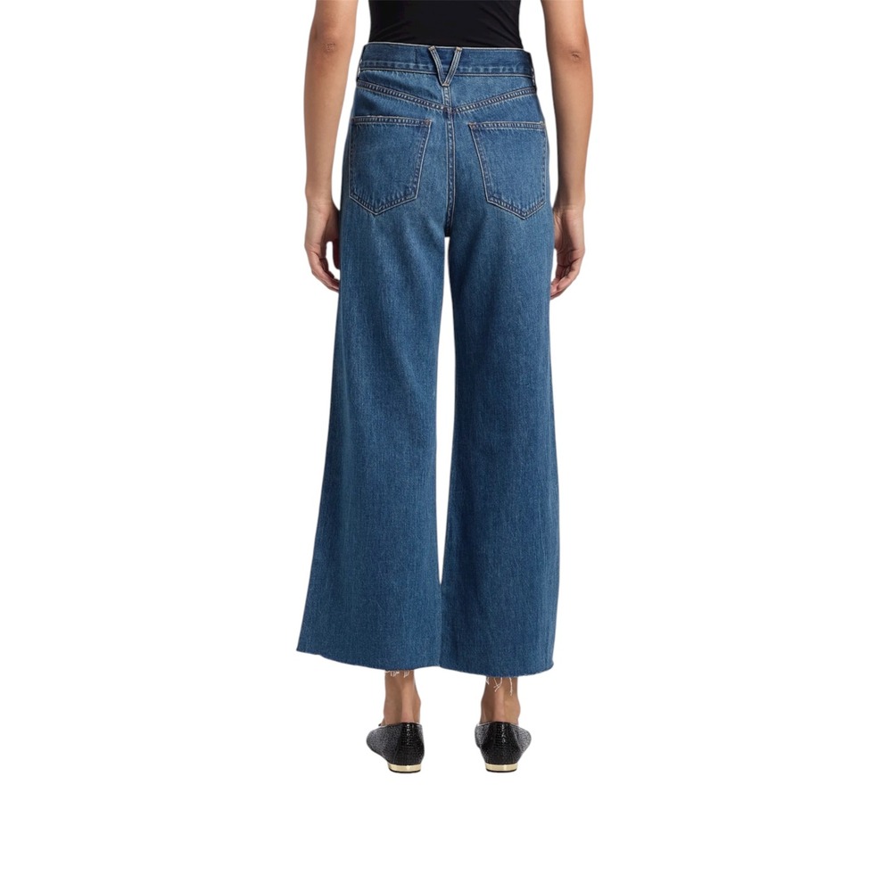 Veronica Beard Cotton Taylor High Rise Wide Leg Crop Jeans Blue Wash 25 - Picture 5 of 16